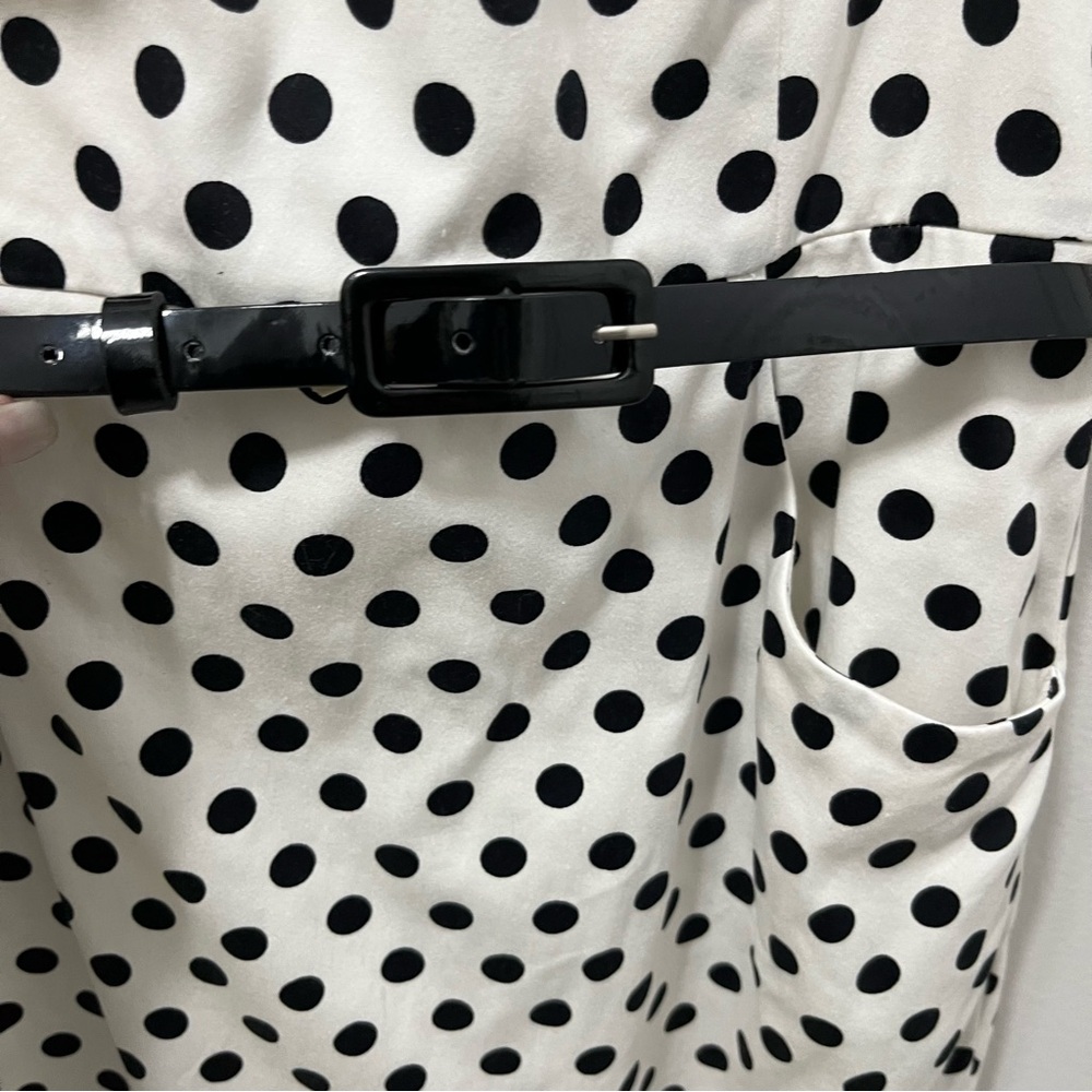 Chaps Black and White Polka Dot Dress - Picture 4 of 13